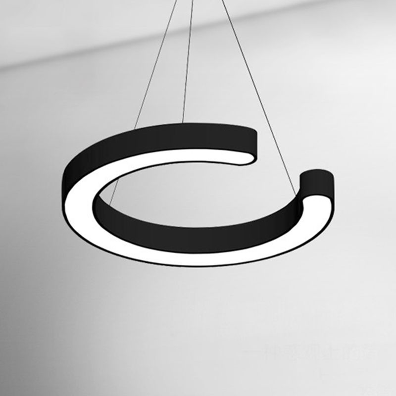 Lámpara colgante redonda negra 1 ligera lámpara de colgación de metal LED minimalista moderna para la oficina