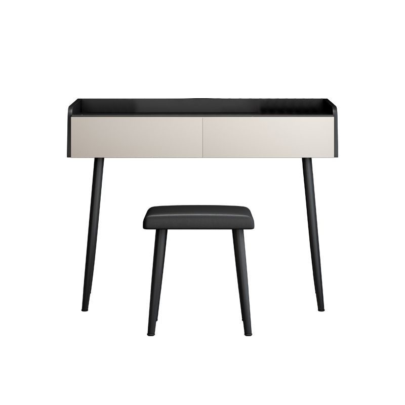 Contemporary Stone Top Vanity Metal Vanity Stool Set with 2 Drawers
