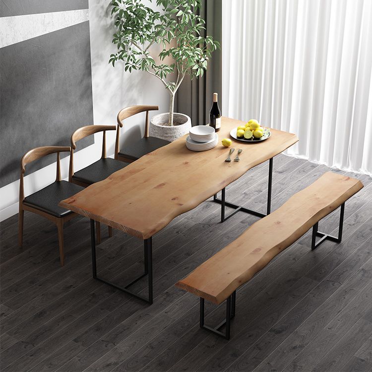 Industrial Wood Dining Set 1/2/5 Pieces Black Base Dining Furniture