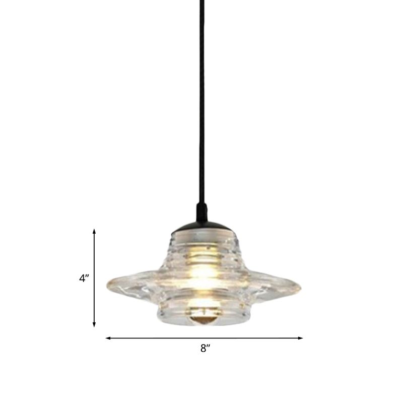 Cone/Dome/Flared Pendant Lighting Modernist Clear Ruffle Glass 1 Light Black Hanging Ceiling Lamp