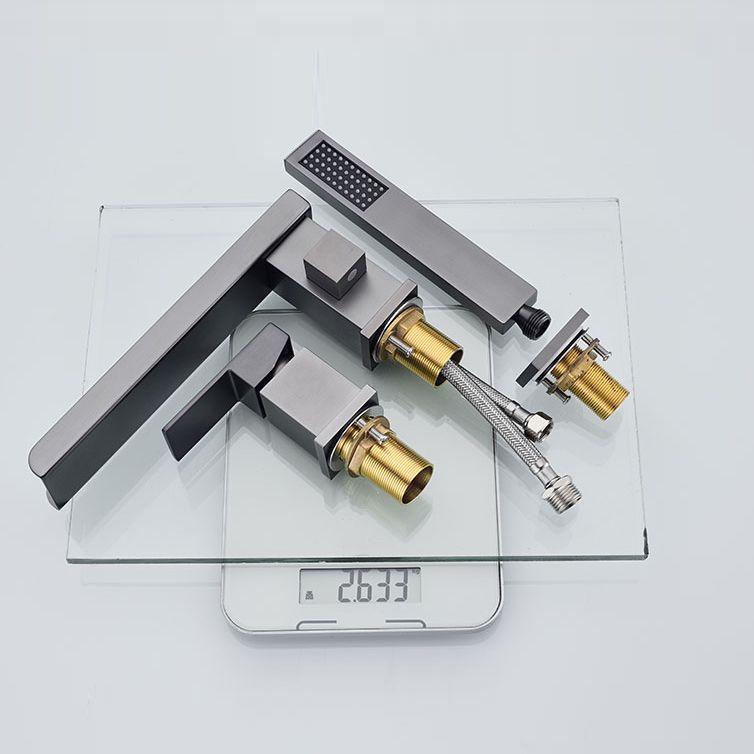Modern Deck Mounted Copper Roman Tub Faucet Low Arc Tub Faucet Set