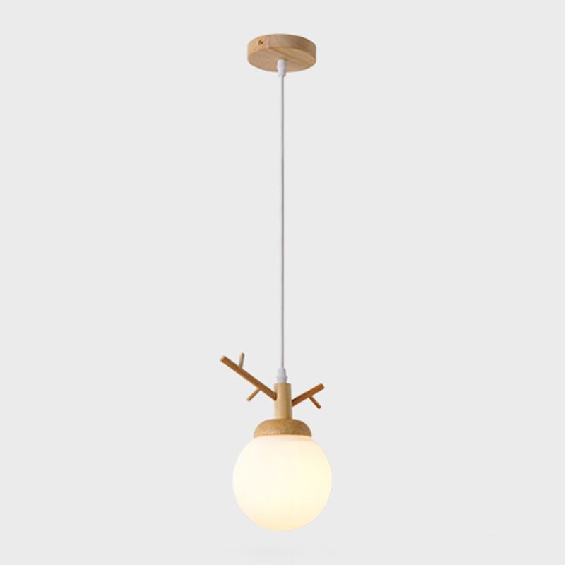 Globe Glass Hanging Lamp in moderne eenvoud houten hanglamp voor eetkamer