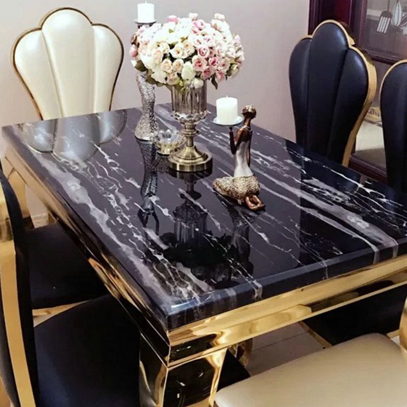 Luxury Gold Base Dining Table Faux Marble Home Kitchen Table