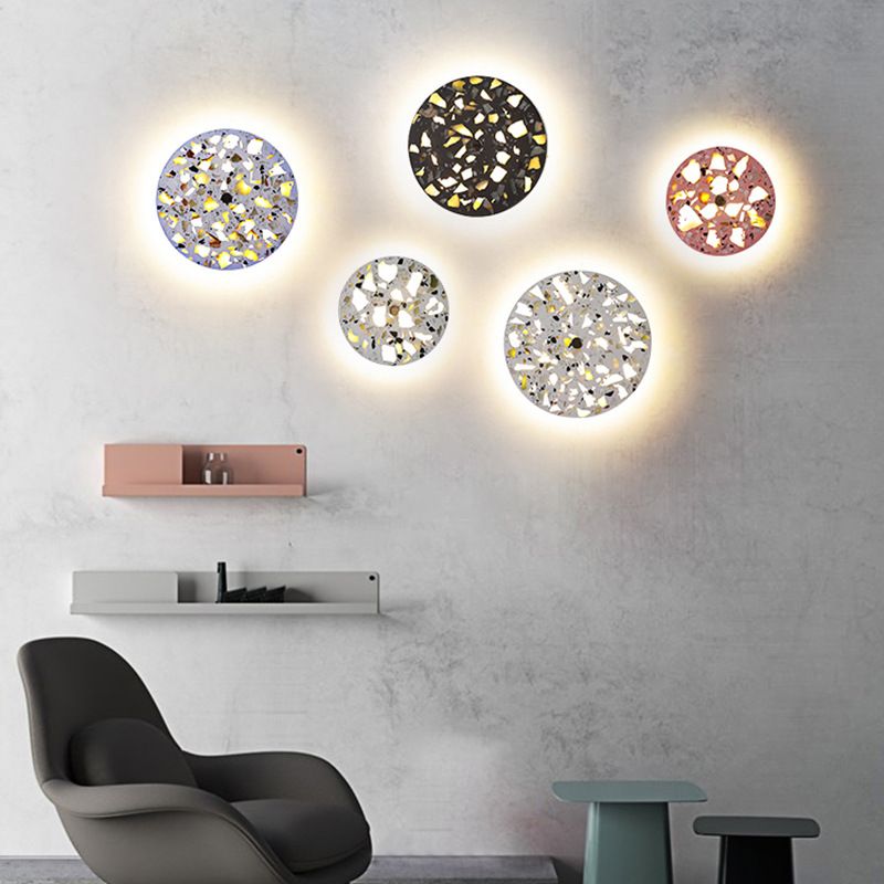 Nordic Cement Wall Light Round Colorful LED Wall Sconce for Living Room
