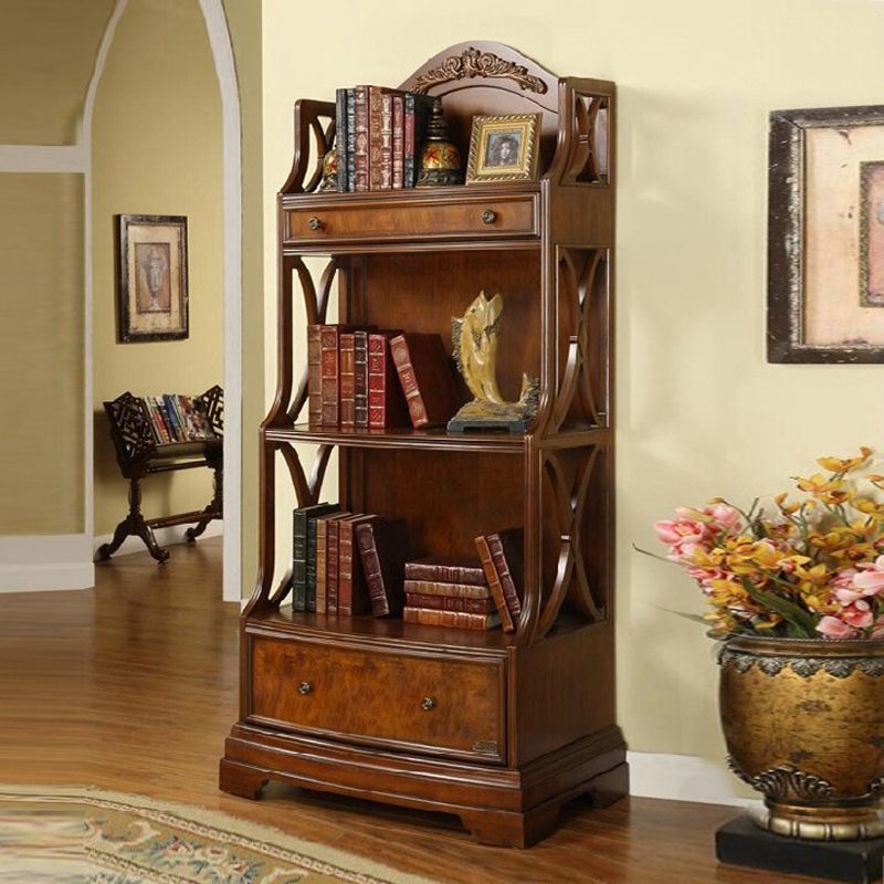 Contemporary Closed Back Bookshelf Vertical Solid Wood Bookcase
