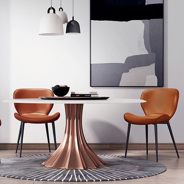 Contemporary Style Faux Leather Metal Base Home Dining Side Chair