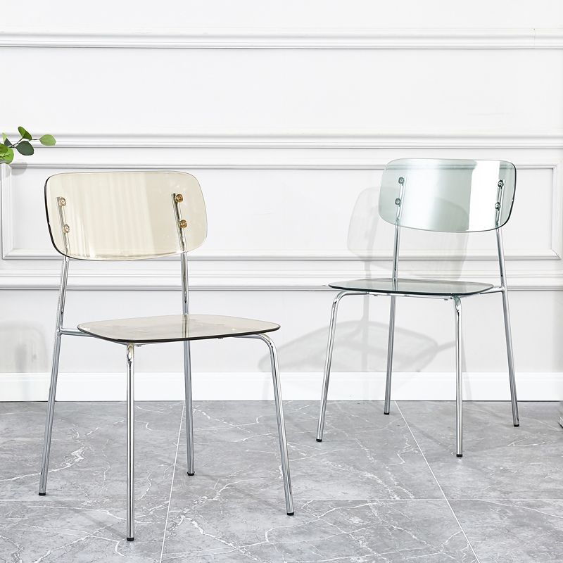 Sillas sin brazos de plástico de estilo industrial, respaldo abierto, silla lateral para el hogar