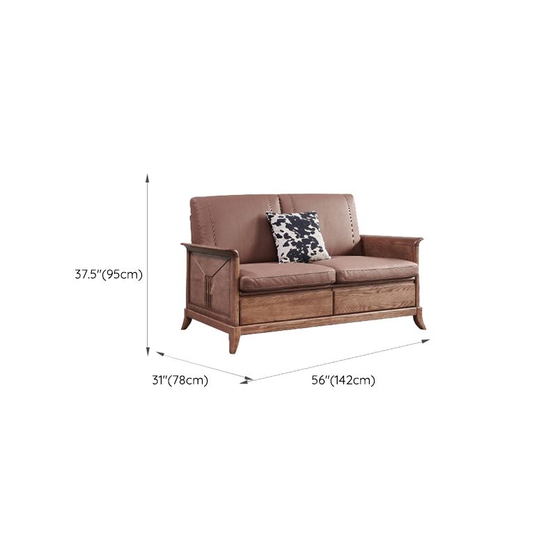 Country/Farmhouse Dark Brown Cushions Flared Arm Living Room Seating