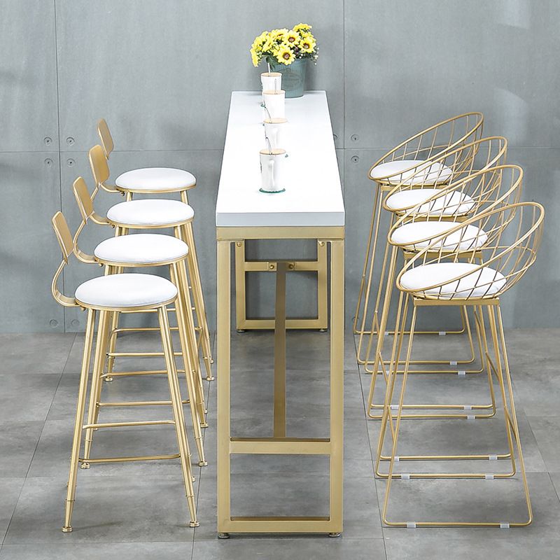 Glam 1/2/5/9 Pieces Bar Table Set Rectangle Bar Table with High Metal Stools for Home