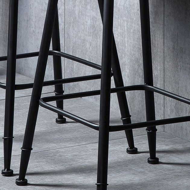 Indoor Industrial Style Wood Top Barstool Metal 4 Legs Bar Stool with Pedal