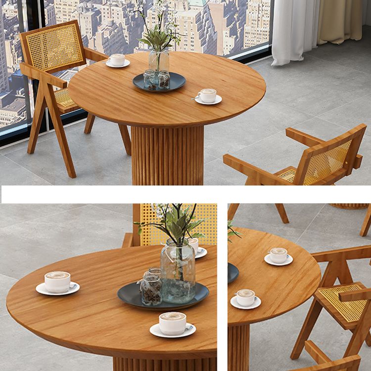 Modern Pedestal Casual Dining Table Round Solid Wood Dinner Table Kitchen Home