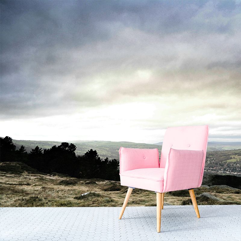 Modern Autumn Wildland Scenery Mural Non-Woven Washable Brown Wall Covering for Home