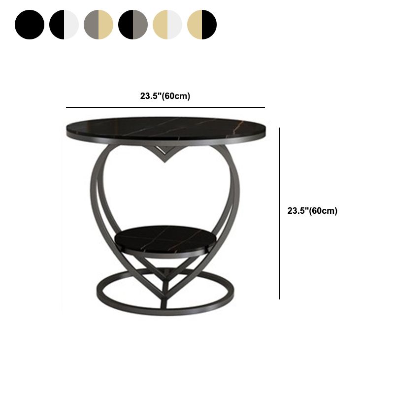 Modern 19.6"/23.6" Tall Round Slate Top Side Table Iron Abstract End Table
