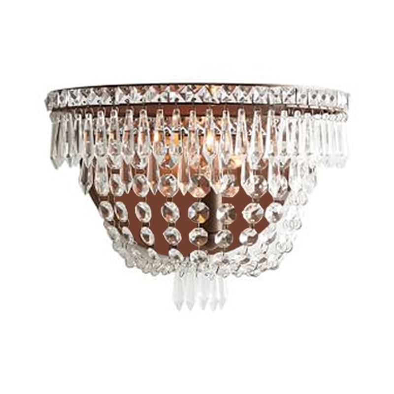 Crystal Beaded Sconce Traditional Style 1 Light Living Room Wall Lighting Idea in Brown
