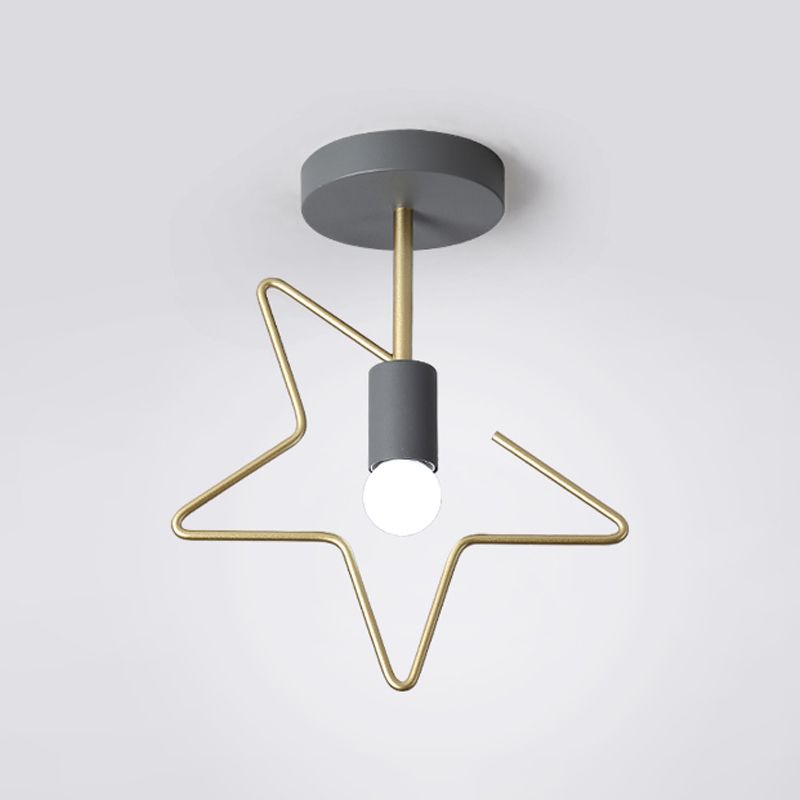 Metal Unique Shade Flush Ceiling Light Modern Style 1 Light Flush Mount Fixture