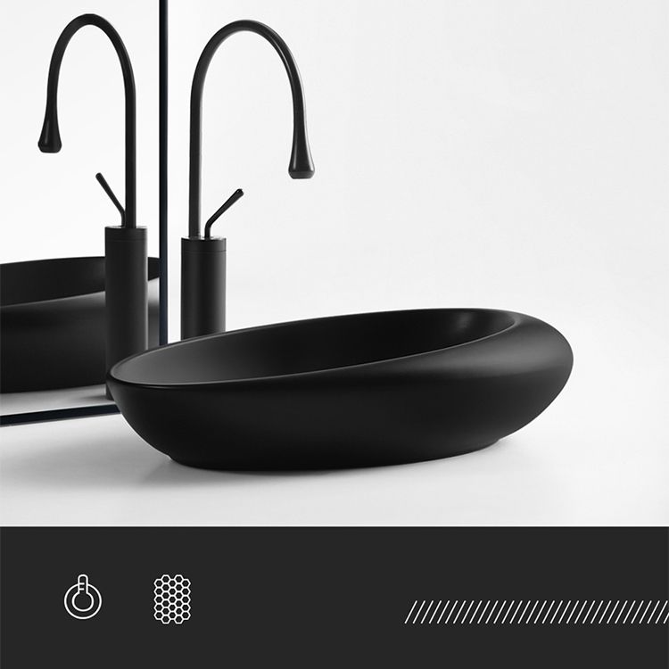 Modern Vessel Bathroom Sink Porcelain Oval Shut-Off Valve Included Vessel