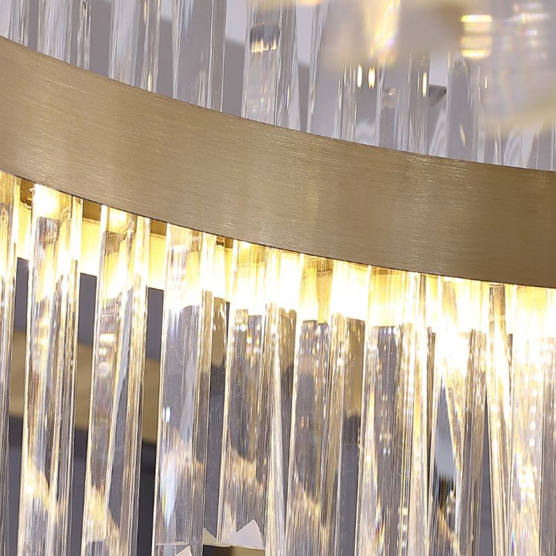 Runde Form hängende Lichter moderner Kristallmetallkronleuchter in Gold für Wohnzimmer