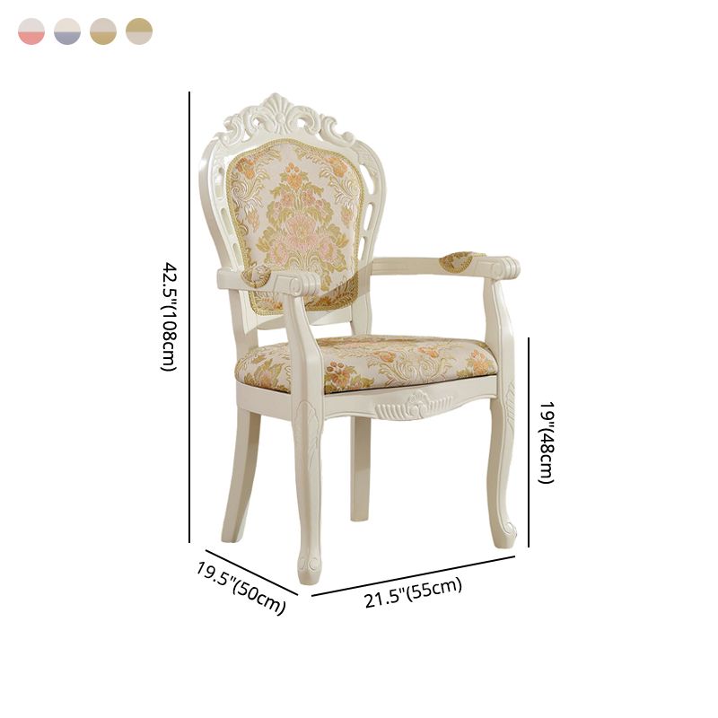 Silla de comedor de tela victoriana con respaldo King Louis y acabado mate (juego de 2)