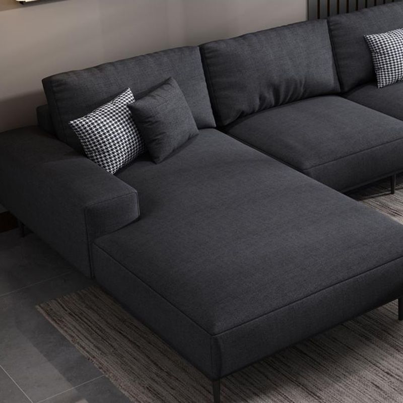 Contemporary Pillow Back Sectional with Recessed Arms for 4 People