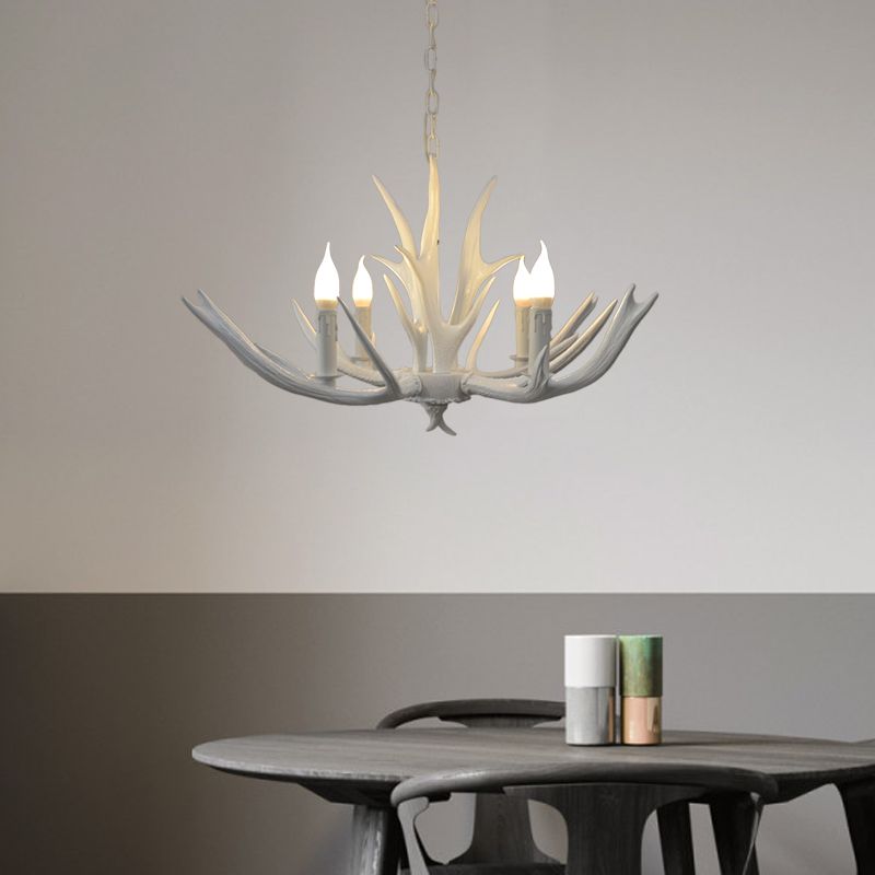 4/6 lumières Résine Chandelier Pendent Lamp Farmhouse White Bandle salon Suspended Ligting Ayémand