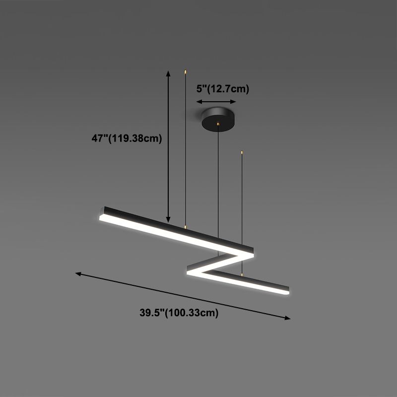 Linear Shape Island Light Modern Style Metal 1-Light Island Lighting in Black