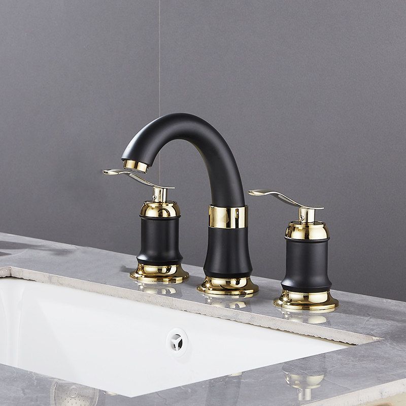 Contemporary Vessel Faucet Copper 2 Handles Low Arc Vessel Faucet for Home