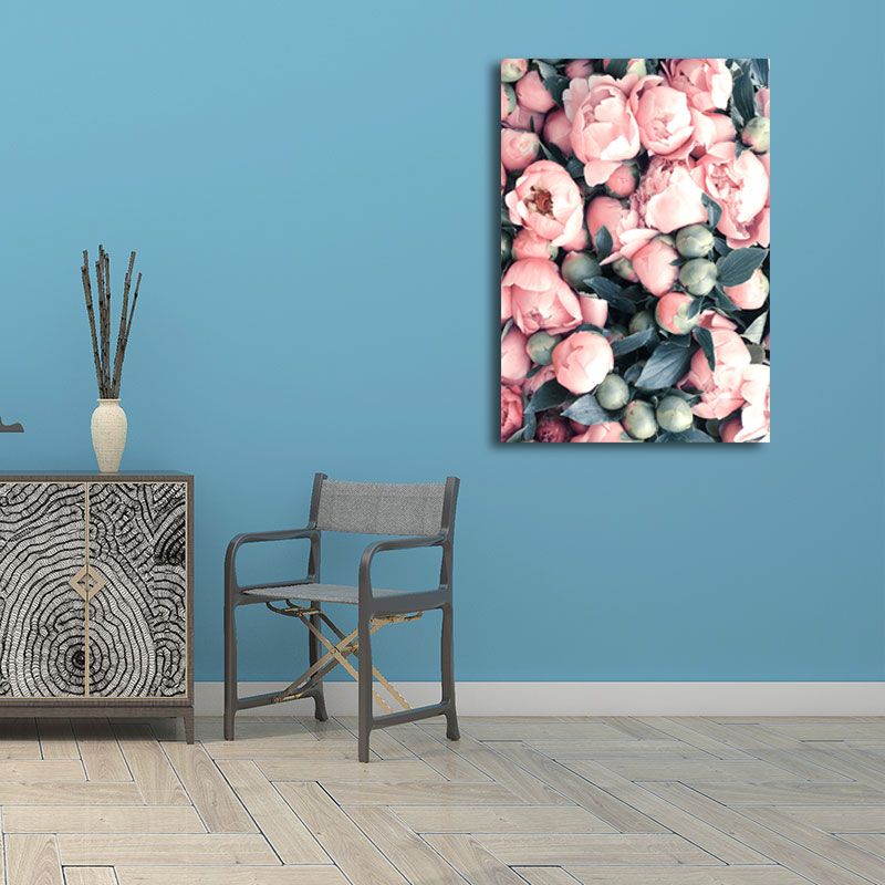 Textured Flower Buds Wall Decor Nordic Stylish Canvas Art Print in Pink and Green