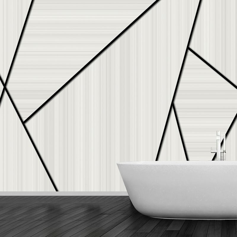 Beige Geometrical Wall Paper Murals Moisture Resistant Minimalism Bedroom Wall Art