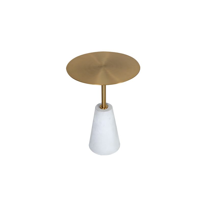 Dia 15.75"/19.69" Metal Round End Table Pedestal Side Table with Concrete Accent