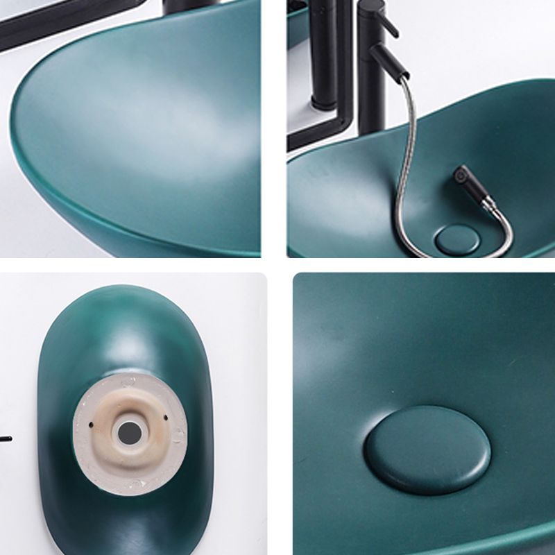Modern Vessel Lavatory Sink Oval Porcelain with Faucet Vessel Sink