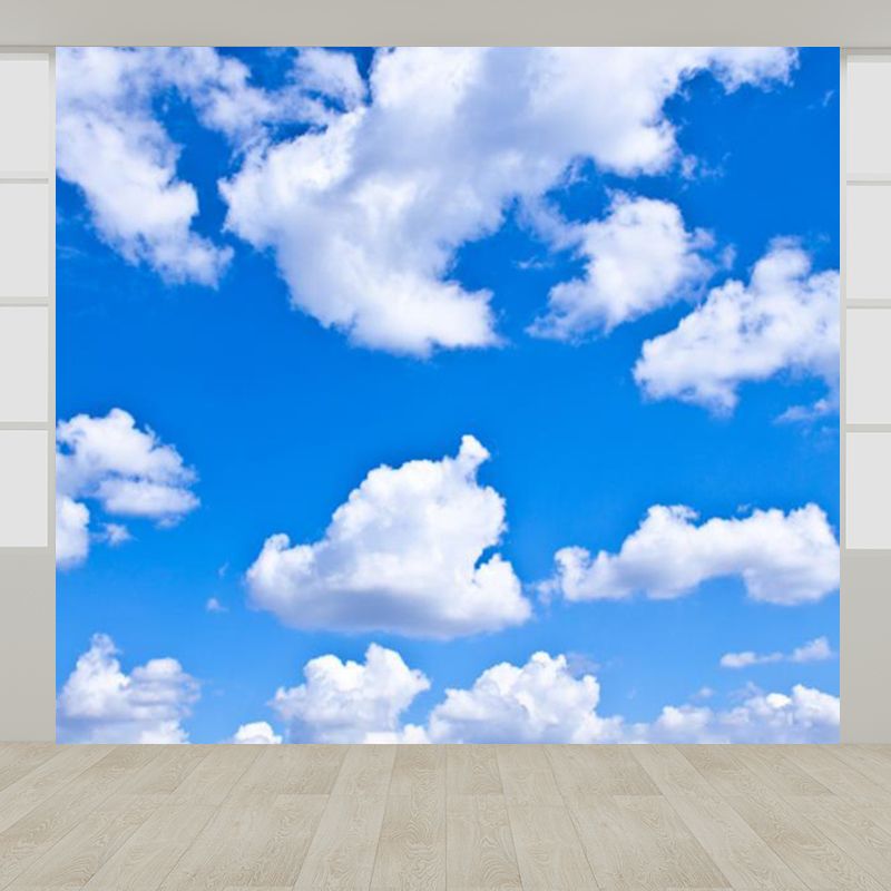 Huge Sky View Mural for Bathroom Natural Landscape Wall Art in Light Color, Stain Resistant