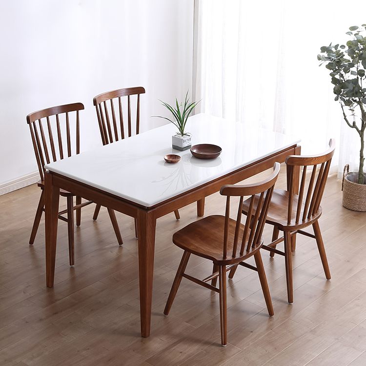 Table à manger rectangulaire du milieu du siècle, table en marbre avec base à 4 pieds pour la maison