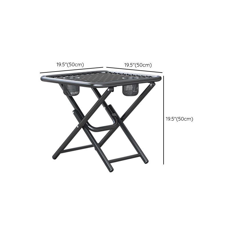 Modern 3 Pcs Bistro Set Metal Square Dining Table Set in Black
