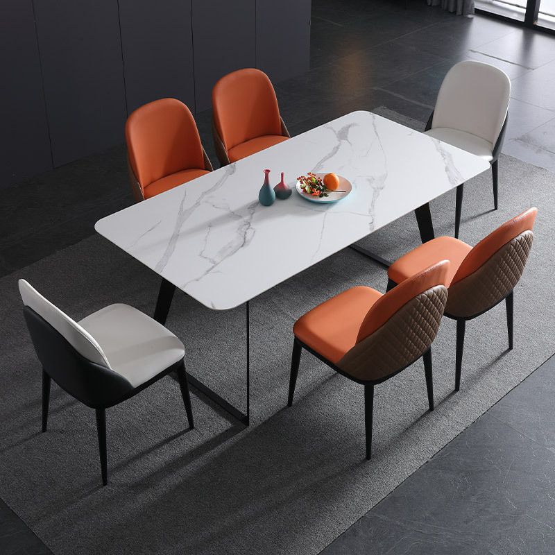 Modern Rectangle Stone Table Set 1/2/5/7 Pieces Dining Set for Home Use