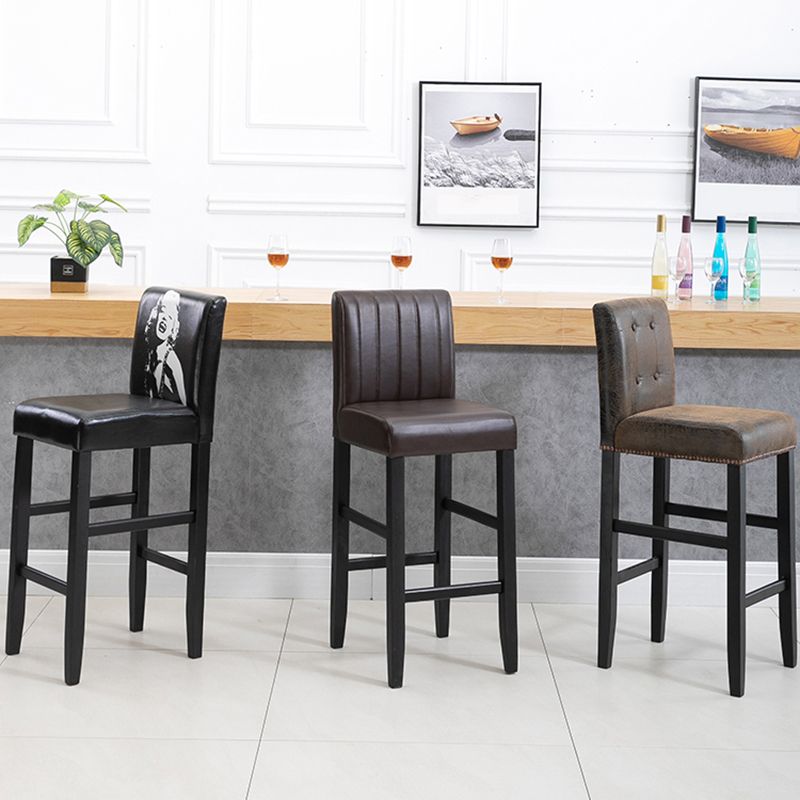 Contemporary Leather Solid Wood Barstool Bristol Bar Stool with Low Back