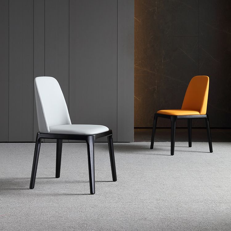Chaise de salle à manger industrielle en bois, chaises sans accoudoirs en Faux cuir pour usage domestique