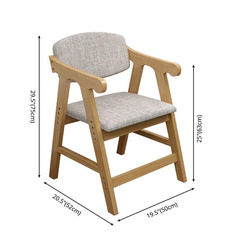 Sillón de comedor con respaldo abierto, brazo tapizado, silla de comedor individual con patas de madera