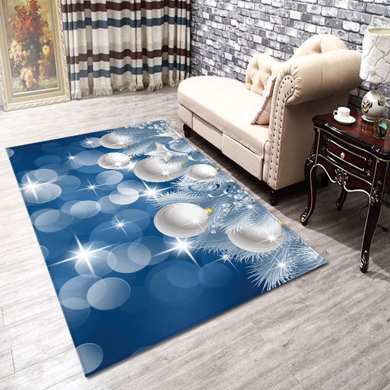 Simple Living Room Indoor Carpet Christmas Trees Printed Rug Polyester Stain Resistant Area Carpet