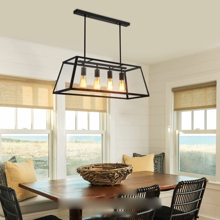 Glass 4 Lights Island Candelier Light Lights Lights Lightings para comedor