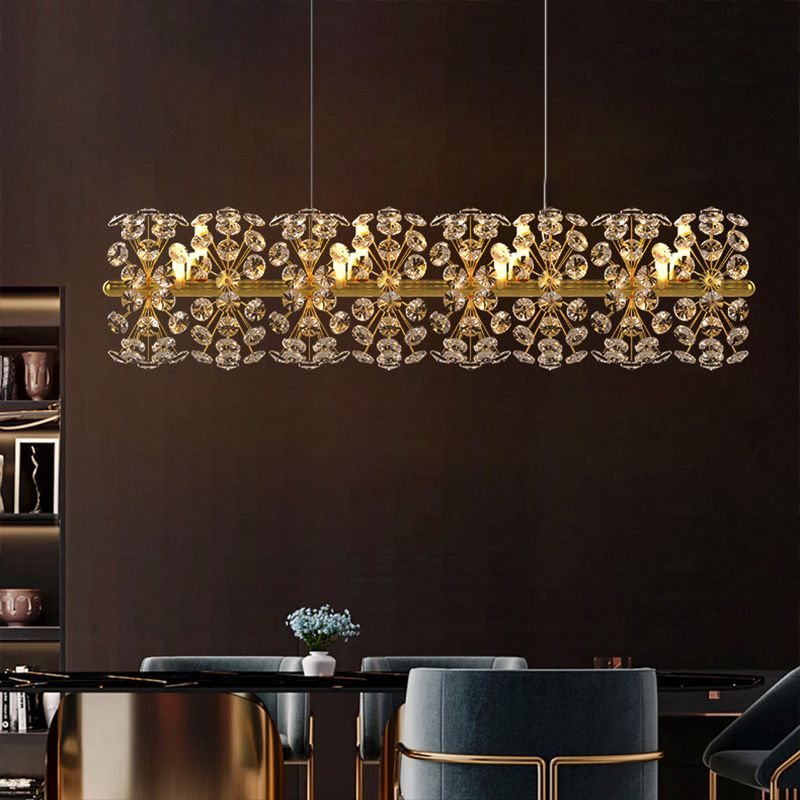 12 Lights Island Light Segnastre lampadario moderno Crystal e Metal Island Lights in oro