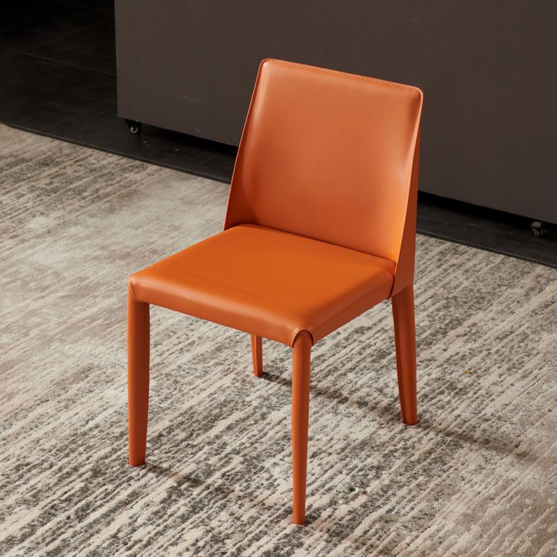 Modern Metal Dining Chair Leather Armless Dining Room Chair for Home Use