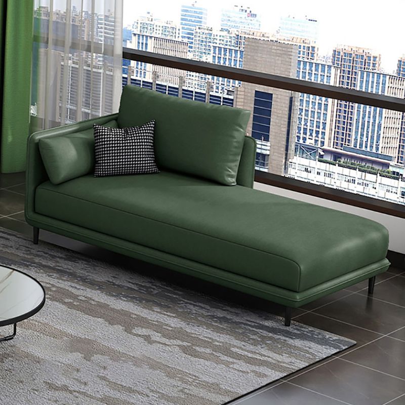 Modern One Armed Faux Leather Chaise, Square Arms Accent Chair
