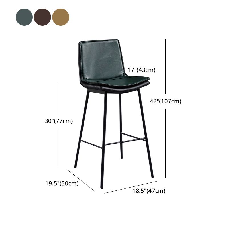 Taburetes de bar de cuero escandinavos con respaldo bajo y asiento cuadrado (juego de 2)