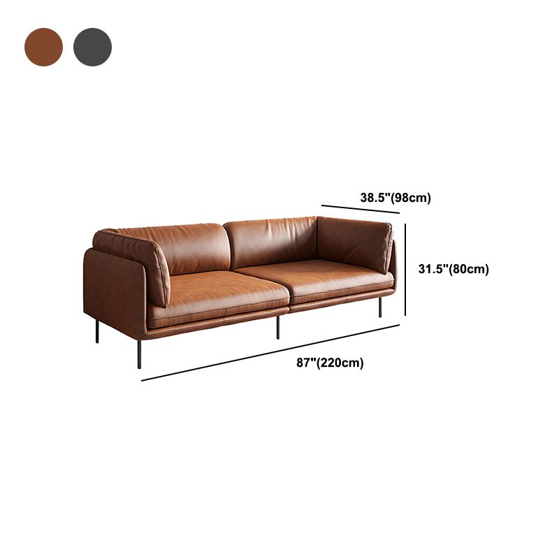 Contemporary Tuxedo Arm Sofa 38.58" Wide Faux Leather Sofa with Loose Back