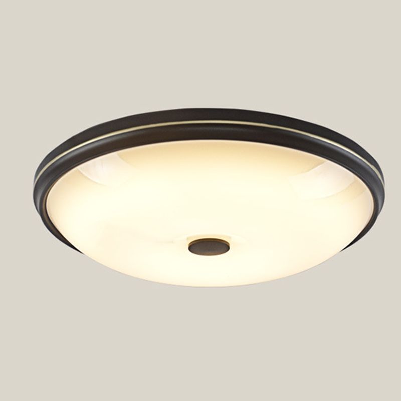 Round Glass Shade Ceiling Lamp Vintage LED Flush Mount Lighting for Bedroom