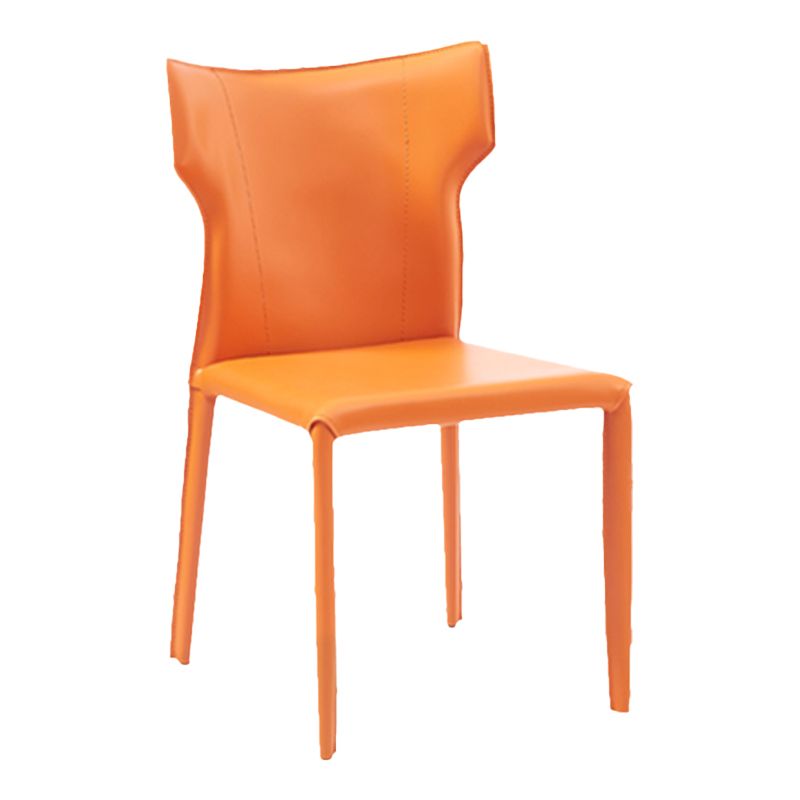 Silla sin brazos de comedor de metal contemporáneo, silla lateral de piel sintética para uso doméstico