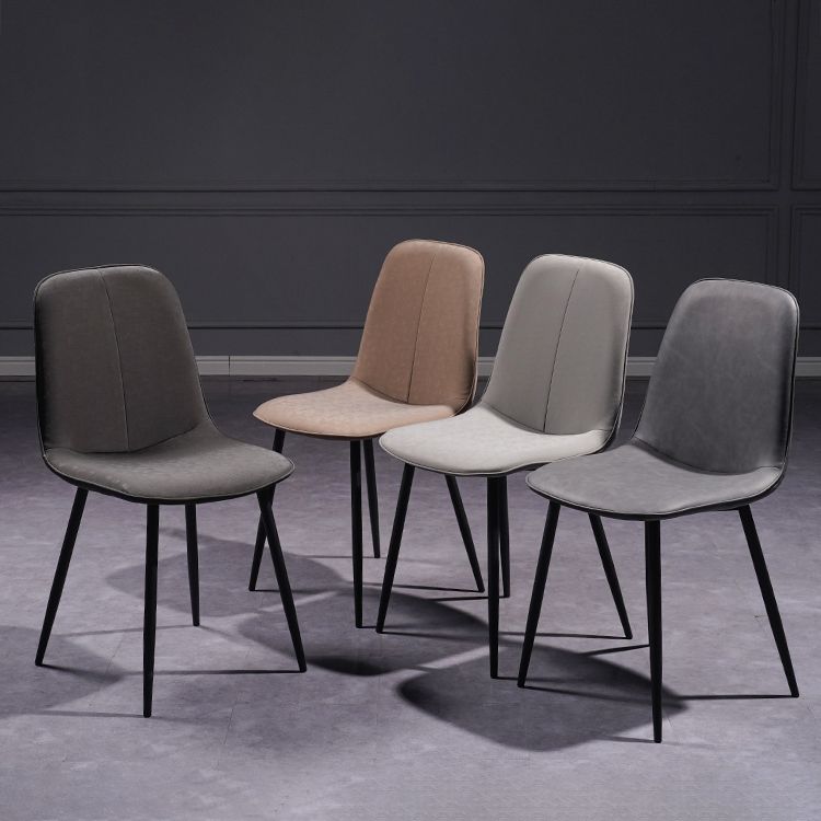 Chaise d'appoint de cuisine scandinave en cuir, finition mate, chaise de salle à manger à dossier solide