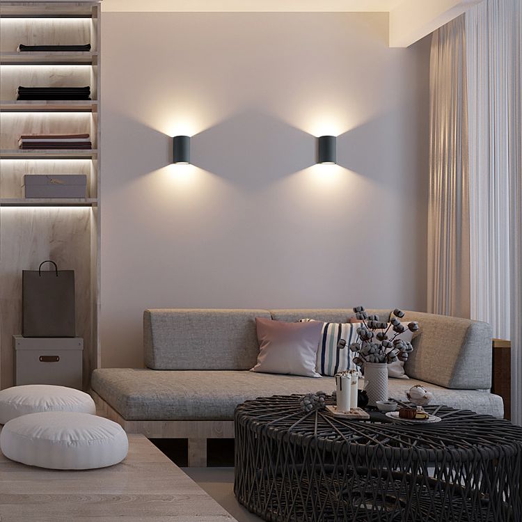 Modern Creative LED Wall Lamp Aluminium Cylindrical Waterproof Wall Light with Glass Shade