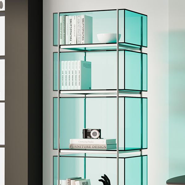 Contemporary Closed Back Standard Bookshelf Acrylic Bookcase with Shelves for Study Room