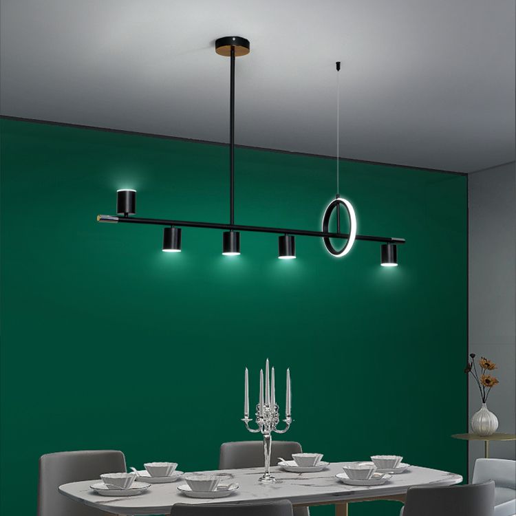 Modern Metal Track Lamp Multi-Head Restaurant Island Lighting Fixtures with Acrylic Shade